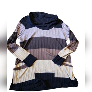 Westbound Woman Cowl Neck Color Block Lightweight Sweater EUC - Size 1X